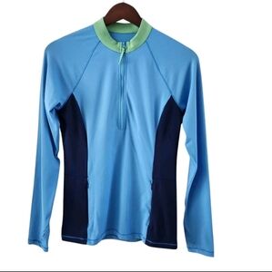 Title Nine Blue Half Zip Polyester Long Sleeve Pullover Top Athletic Women XS